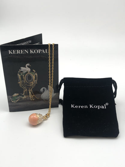 Pink Egg Pendant Necklace by Keren Kopal