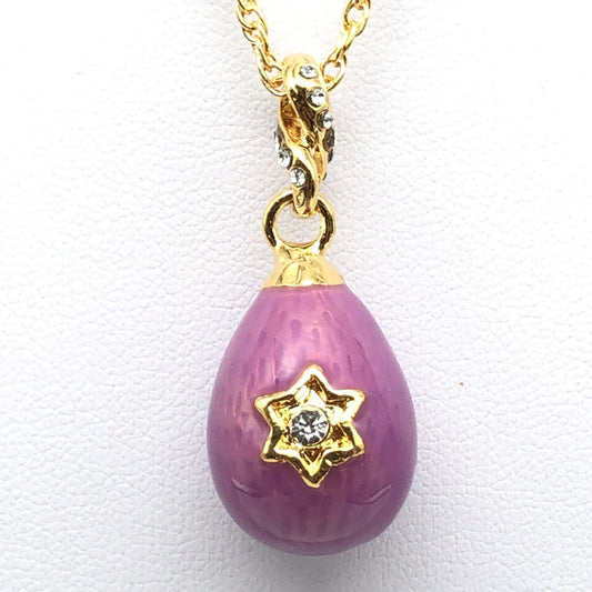 Purple Egg Star of David Pendant Gold Necklace by Keren Kopal