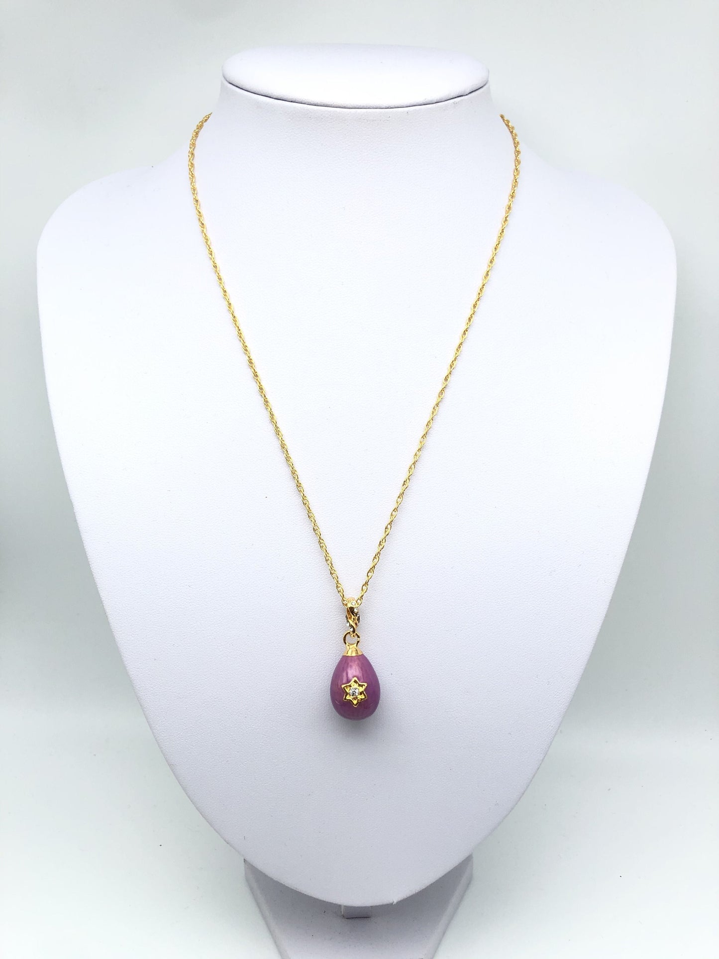 Purple Egg Star of David Pendant Gold Necklace by Keren Kopal