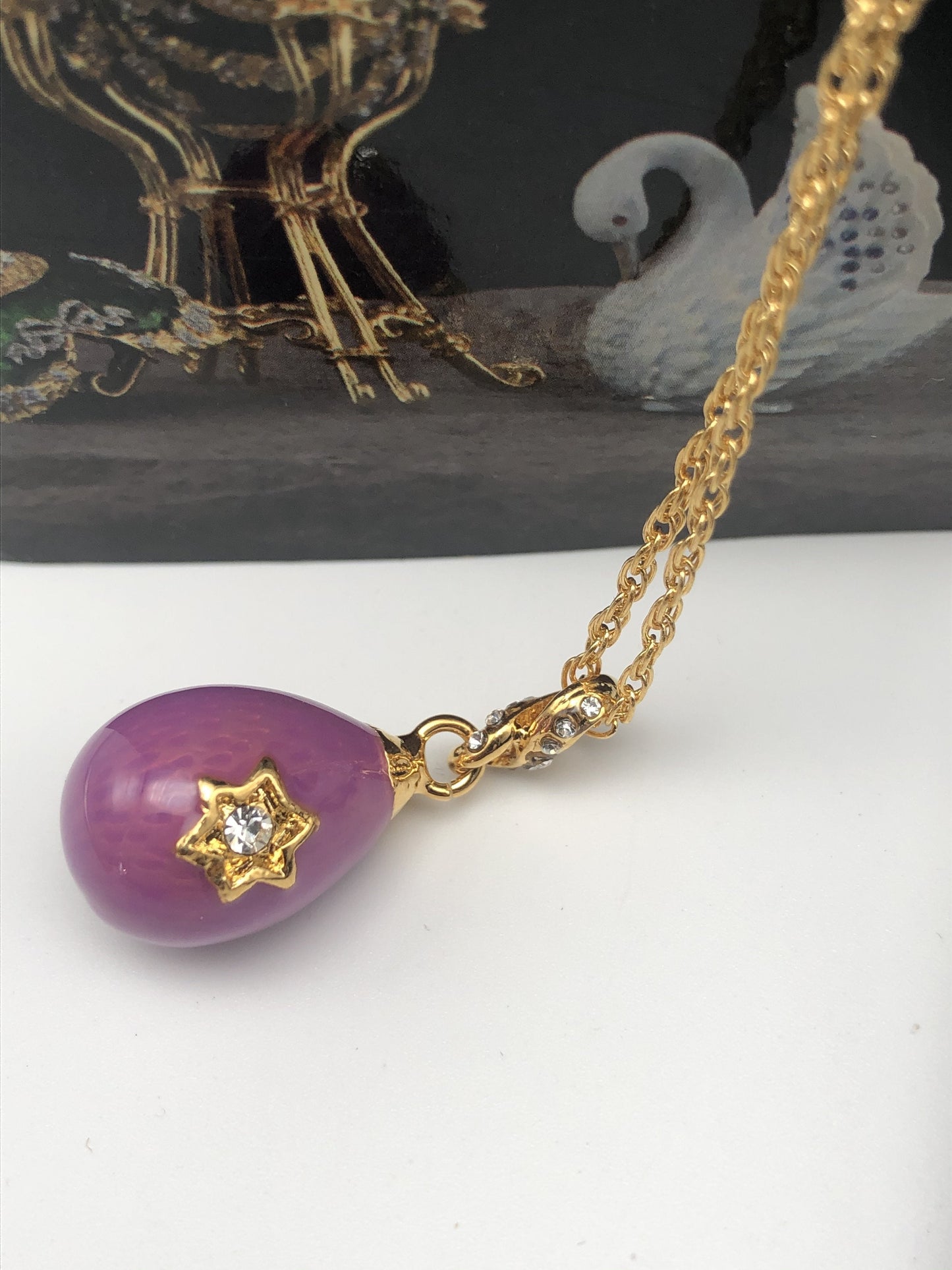 Purple Egg Star of David Pendant Gold Necklace by Keren Kopal