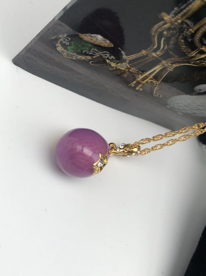 Purple Egg Star of David Pendant Gold Necklace by Keren Kopal