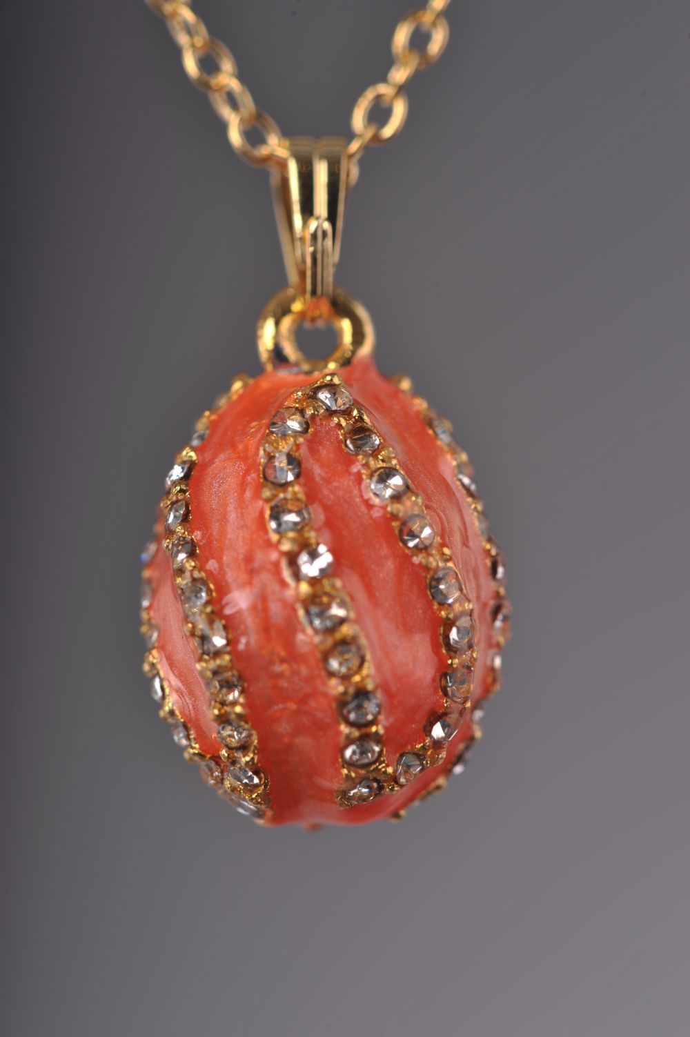 Salmon Spiral Egg Pendant Necklace by Keren Kopal