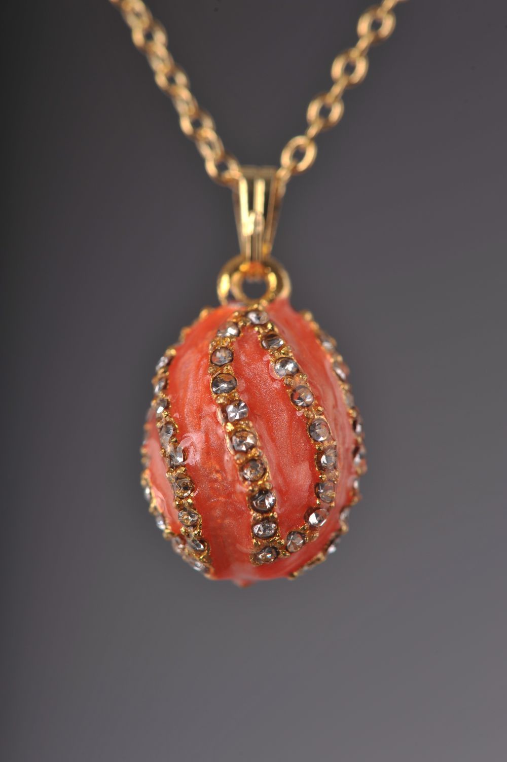 Salmon Spiral Egg Pendant Necklace by Keren Kopal