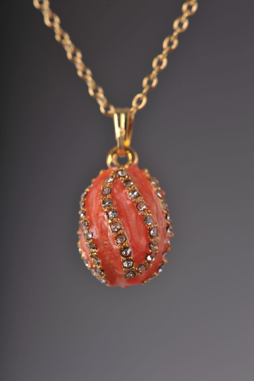 Salmon Spiral Egg Pendant Necklace by Keren Kopal