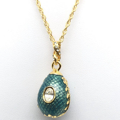 Teal Egg Pendant Gold Necklace by Keren Kopal