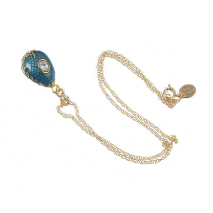 Teal Egg Pendant Gold Necklace by Keren Kopal