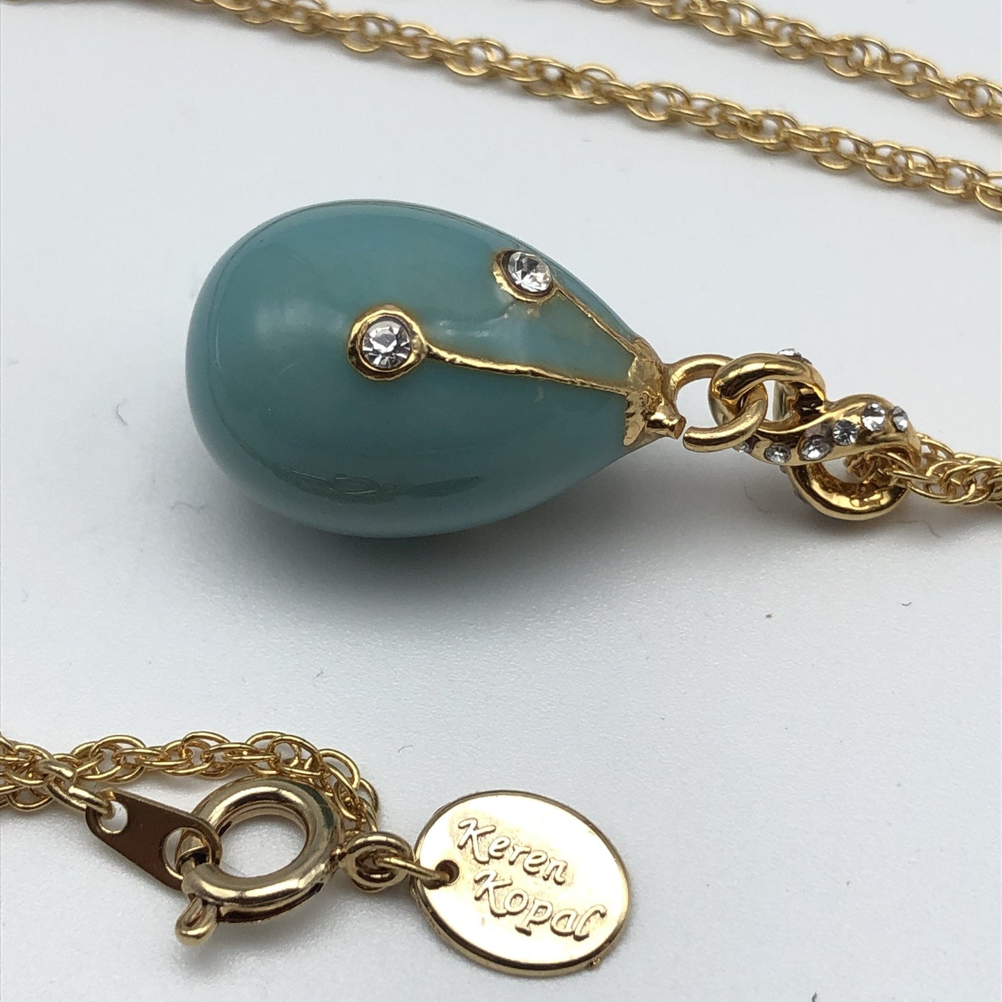 Turquoise Egg Pendant Necklace by Keren Kopal