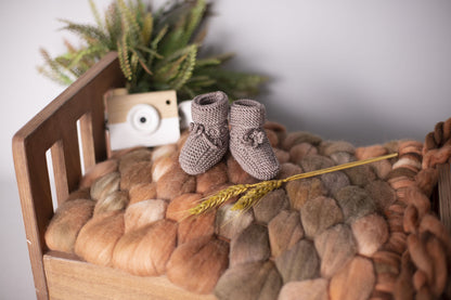 1 Pair - Baby Wool Bootie Socks Hand Knitted Baby Socks for 0 to 12 Month Babies by Mars Outlet Store LLC