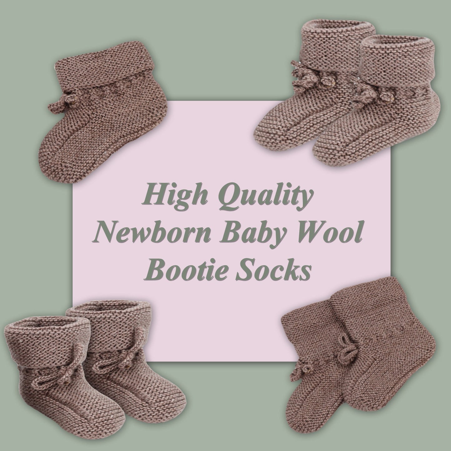 1 Pair - Baby Wool Bootie Socks Hand Knitted Baby Socks for 0 to 12 Month Babies by Mars Outlet Store LLC