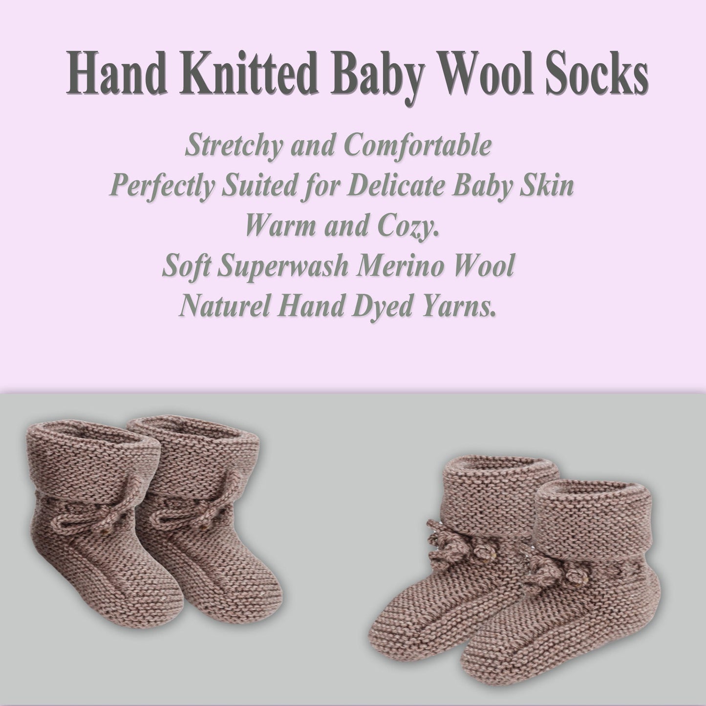 1 Pair - Baby Wool Bootie Socks Hand Knitted Baby Socks for 0 to 12 Month Babies by Mars Outlet Store LLC