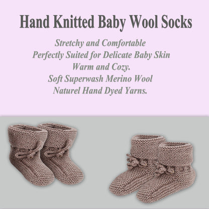 1 Pair - Baby Wool Bootie Socks Hand Knitted Baby Socks for 0 to 12 Month Babies by Mars Outlet Store LLC