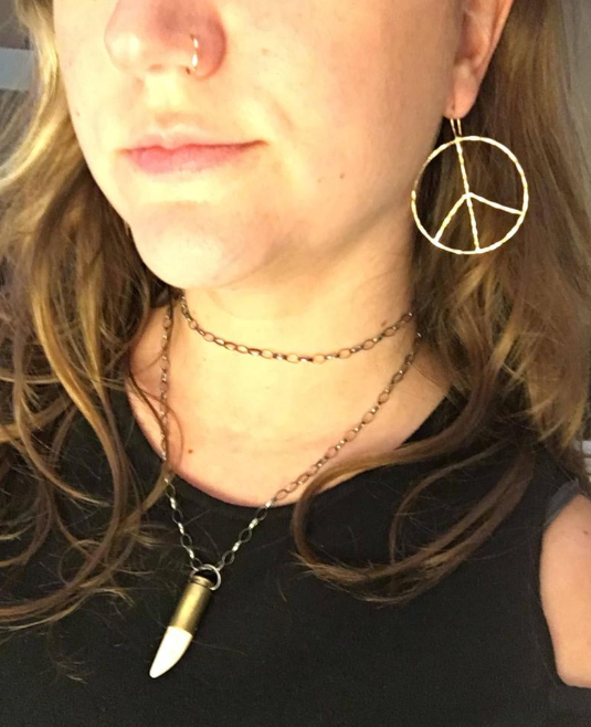 Rustic Peace Sign Earrings - Let There Be Peace Earrings - Large by Jennifer Cervelli Jewelry