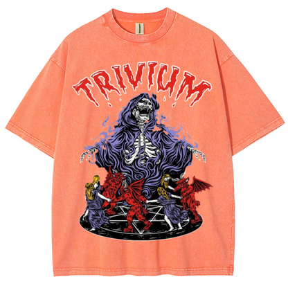 Trivium Unisex Printed Retro Washed Short Sleeved T-Shirt by migunica