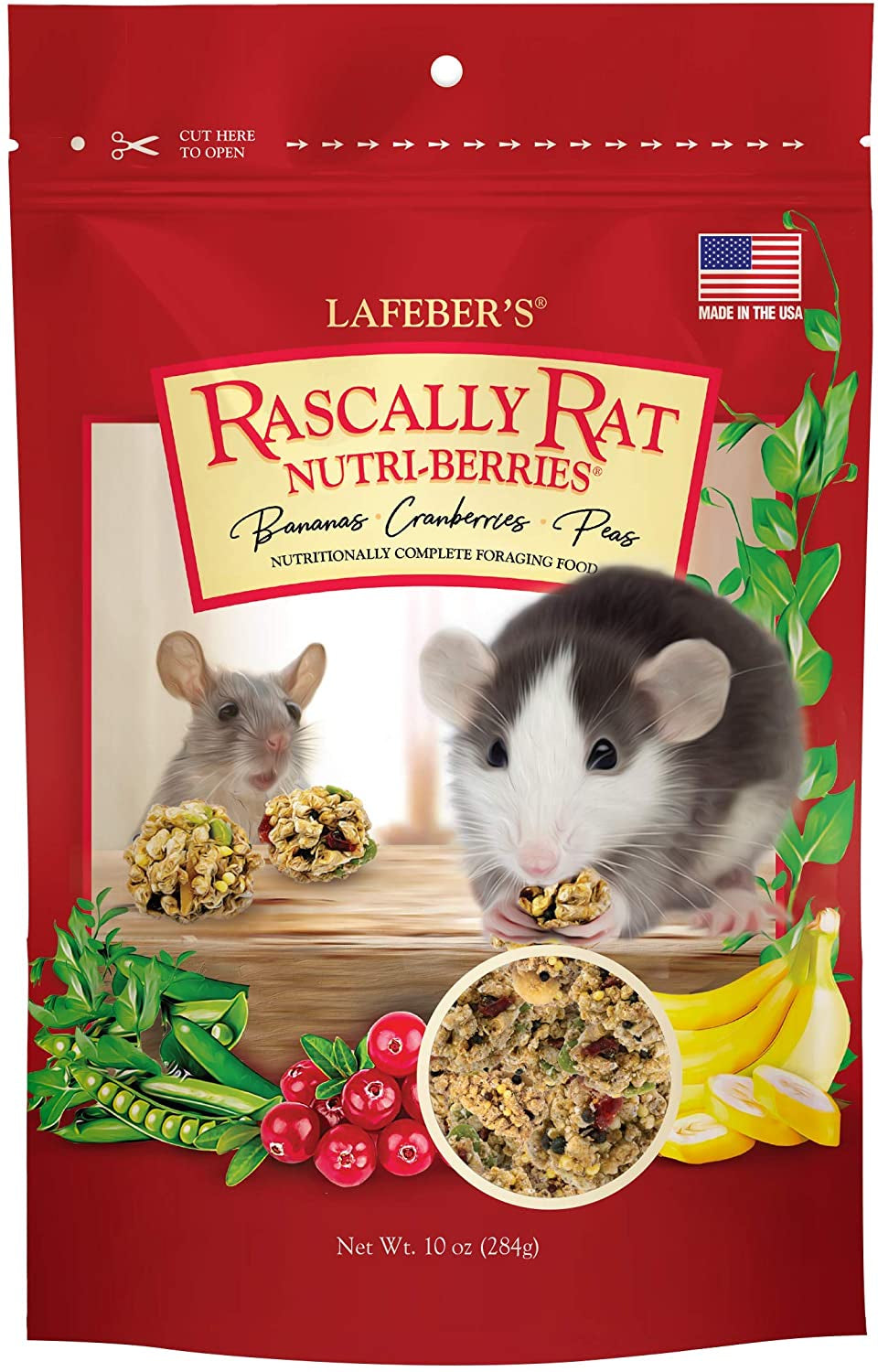 Nutritionally Complete Adult Rat Food With Bananas, Cranberries, and Peas by Lafeber: Fortified Foraging Diet for Healthy, Happy Rats by Dog Hugs Cat