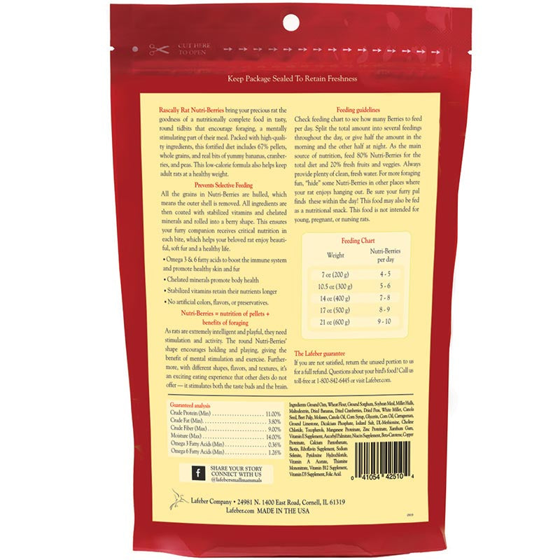 Nutritionally Complete Adult Rat Food With Bananas, Cranberries, and Peas by Lafeber: Fortified Foraging Diet for Healthy, Happy Rats by Dog Hugs Cat