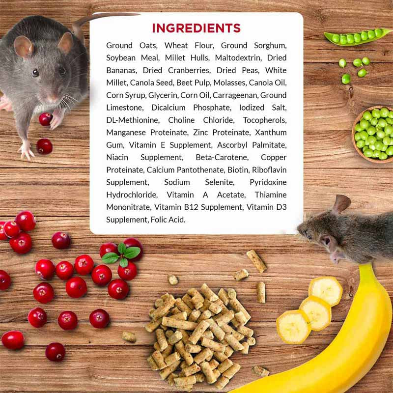 Nutritionally Complete Adult Rat Food With Bananas, Cranberries, and Peas by Lafeber: Fortified Foraging Diet for Healthy, Happy Rats by Dog Hugs Cat