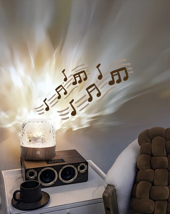 Light Theatre: Ambient Light With Stereo Speaker, Ripple Sunset Aurora Projector All-in-1 by INSPECIAL HOME