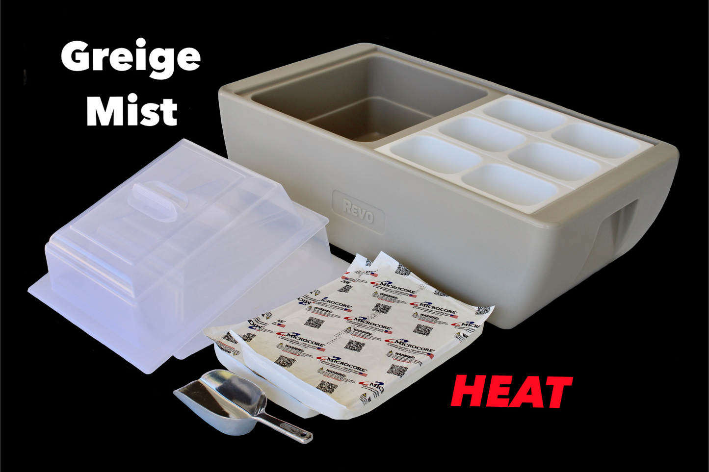 REVO Dubler HEAT | Flameless Chafer and Cooler | Greige Mist by REVO COOLERS, LLC