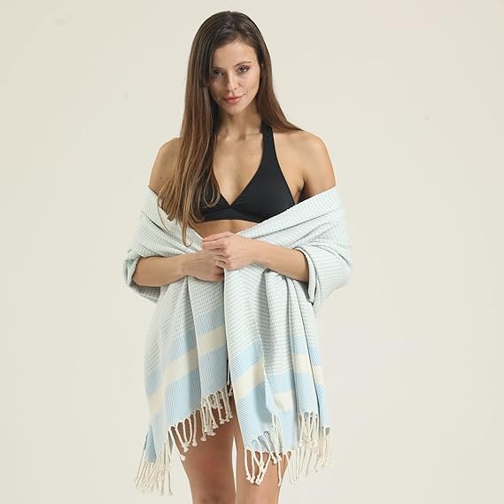 1 Pack - 100% Cotton Turkish Beach Towel Oversized Extra Large for Travel Gym Camping Sauna Beach Pool by Mars Outlet Store LLC