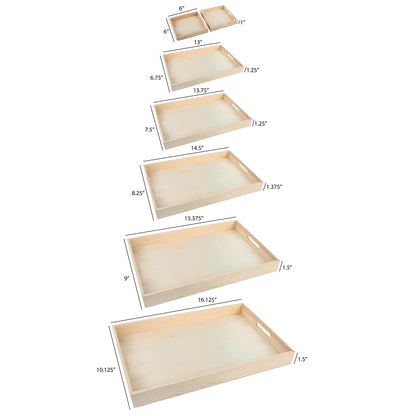 Wooden Nested Serving Trays 7 Pack Set Of Rectangle by Hammont