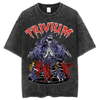 Trivium Unisex Printed Retro Washed Short Sleeved T-Shirt by migunica