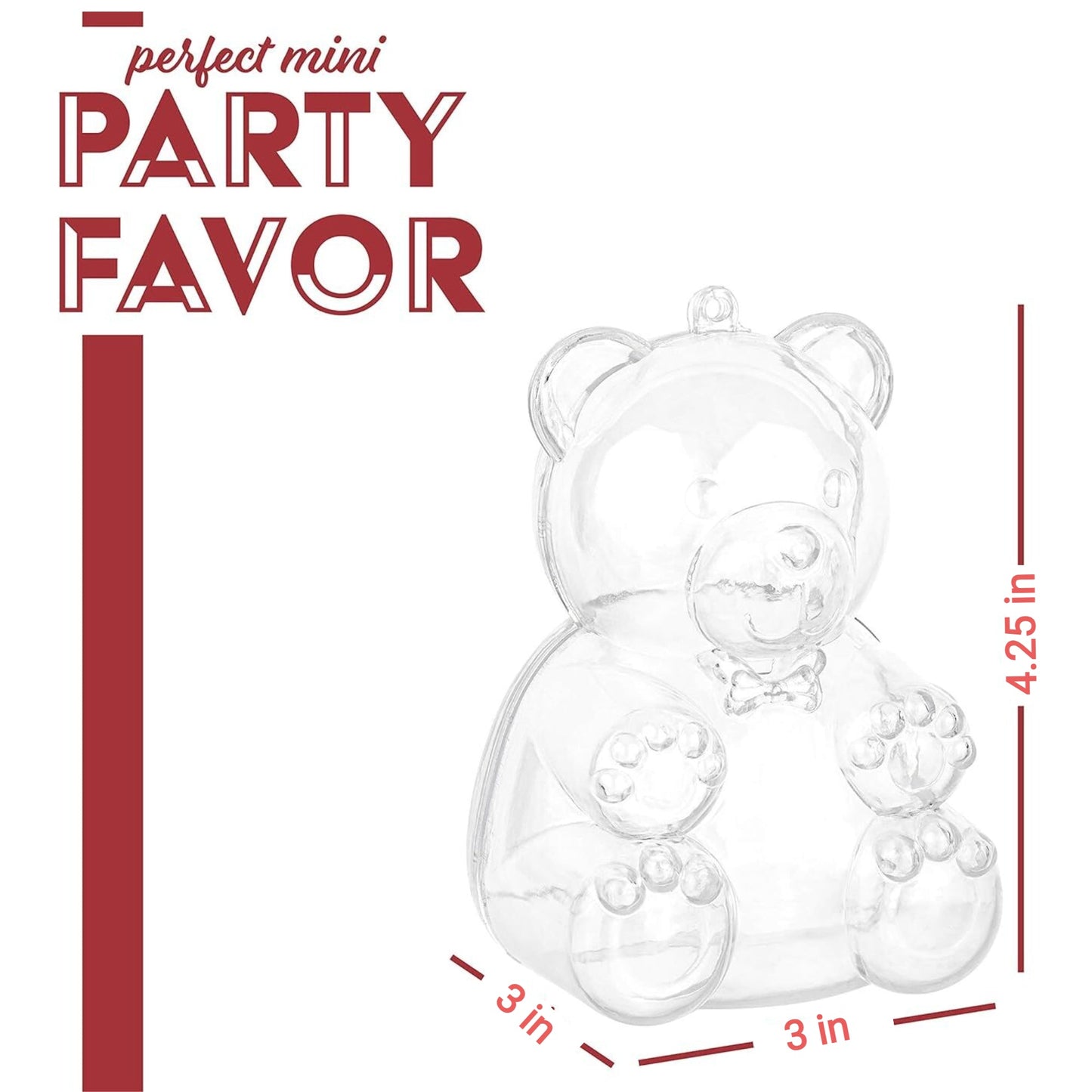 Large Bear Shaped Acrylic Candy Boxes 18 Pack 3"x3"x4.25" by Hammont