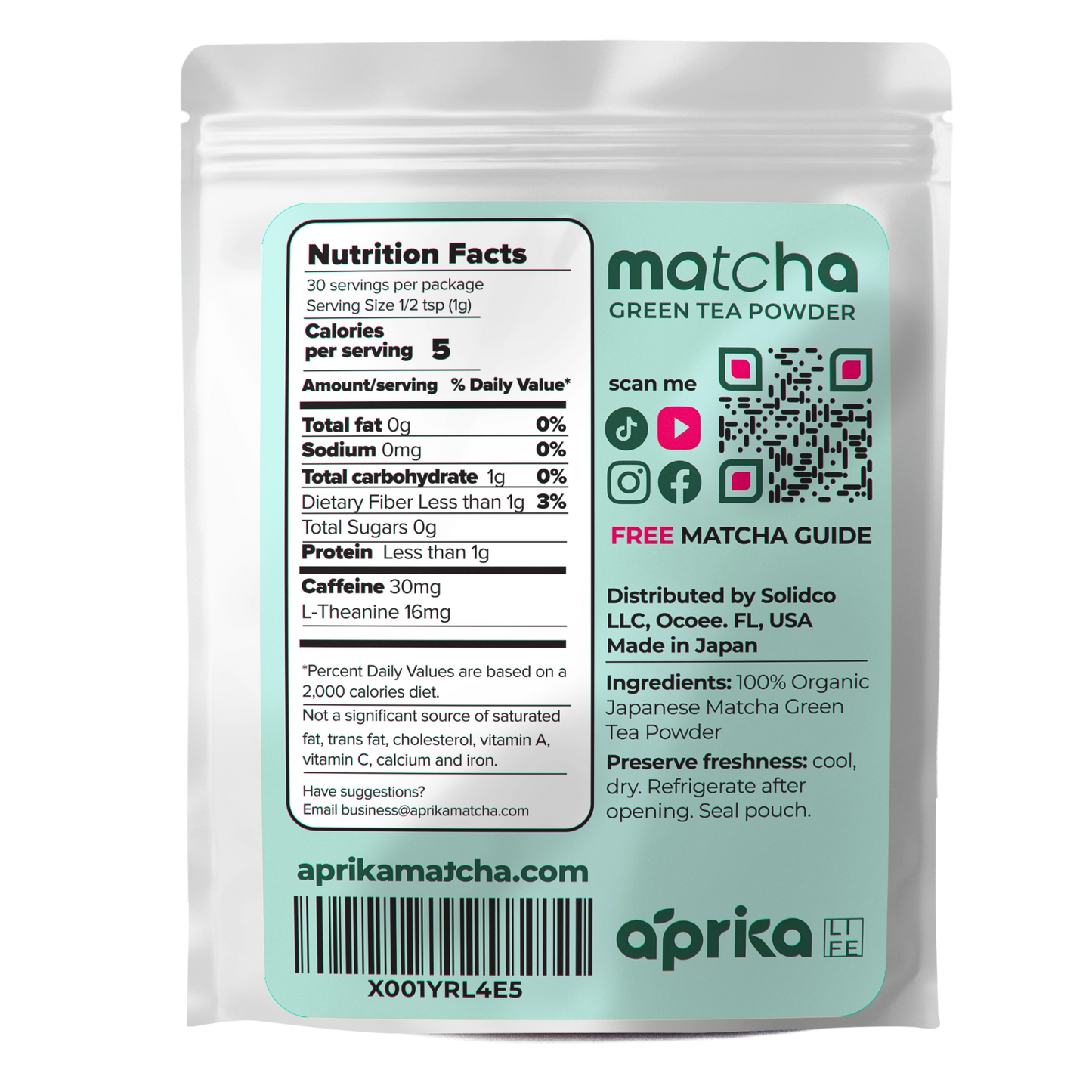 Organic Japanese Matcha Green Tea Powder by Aprika Life