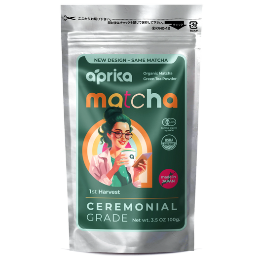 Organic Japanese Ceremonial Grade Matcha Green Tea Powder by Aprika Life