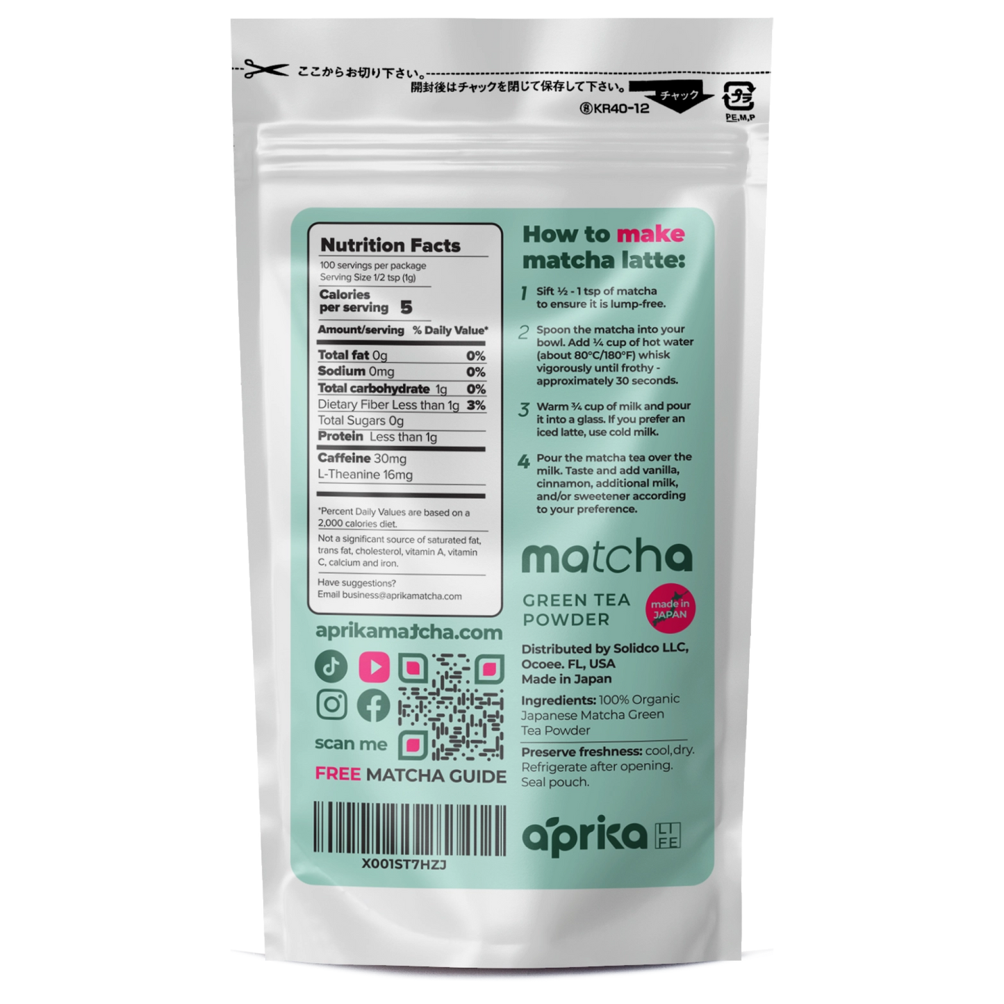 Organic Japanese Matcha Green Tea Powder by Aprika Life