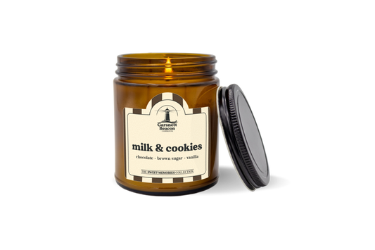 Milk & Cookies Candle - Chocolate, Brown Sugar, Vanilla Scent by Garsnett Beacon Candle Co.