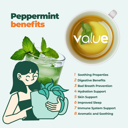 100% Pure Peppermint Herbal Tea, 60 bags by Aprika Life