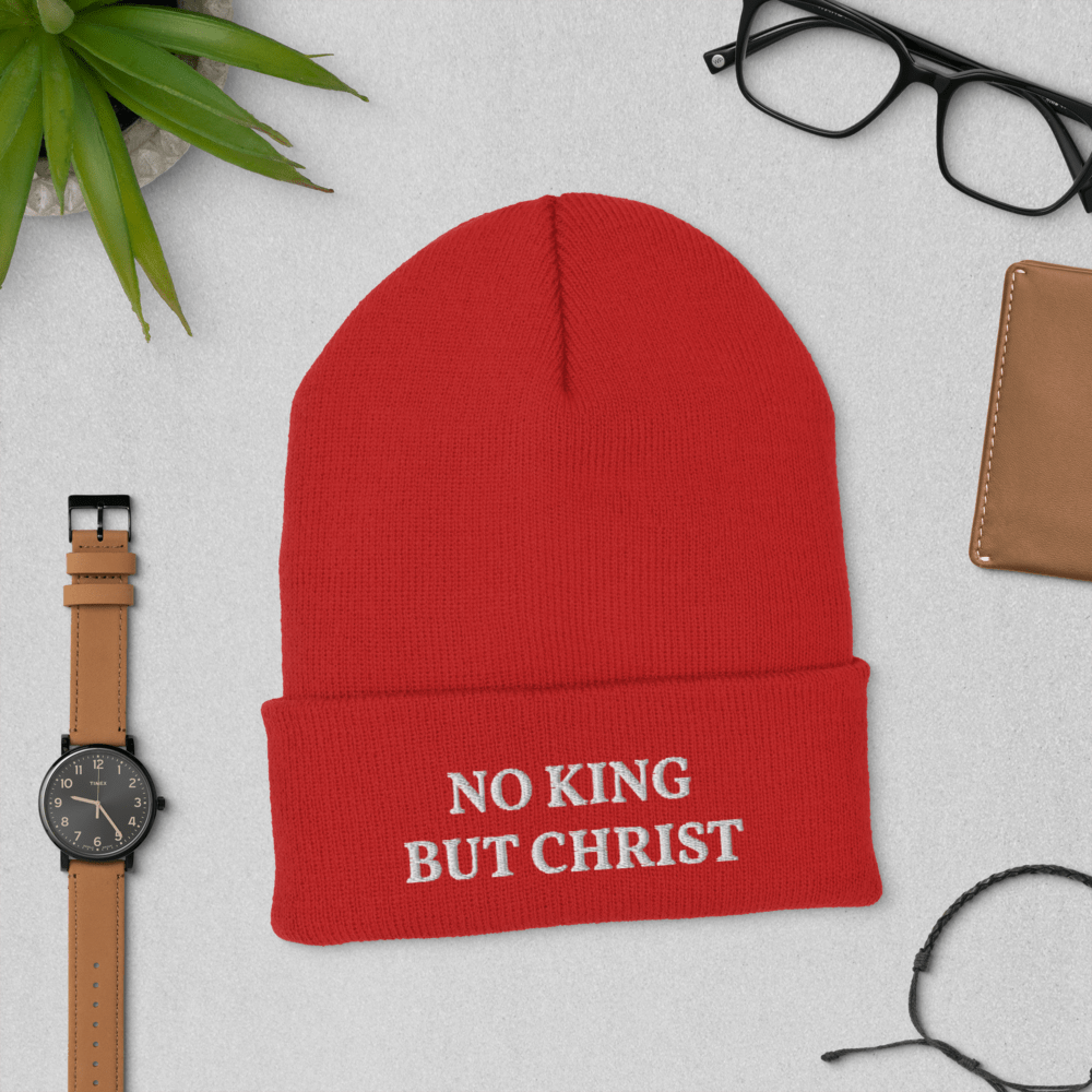 AnarchoChristian - No King But Christ Cuffed Beanie by Proud Libertarian