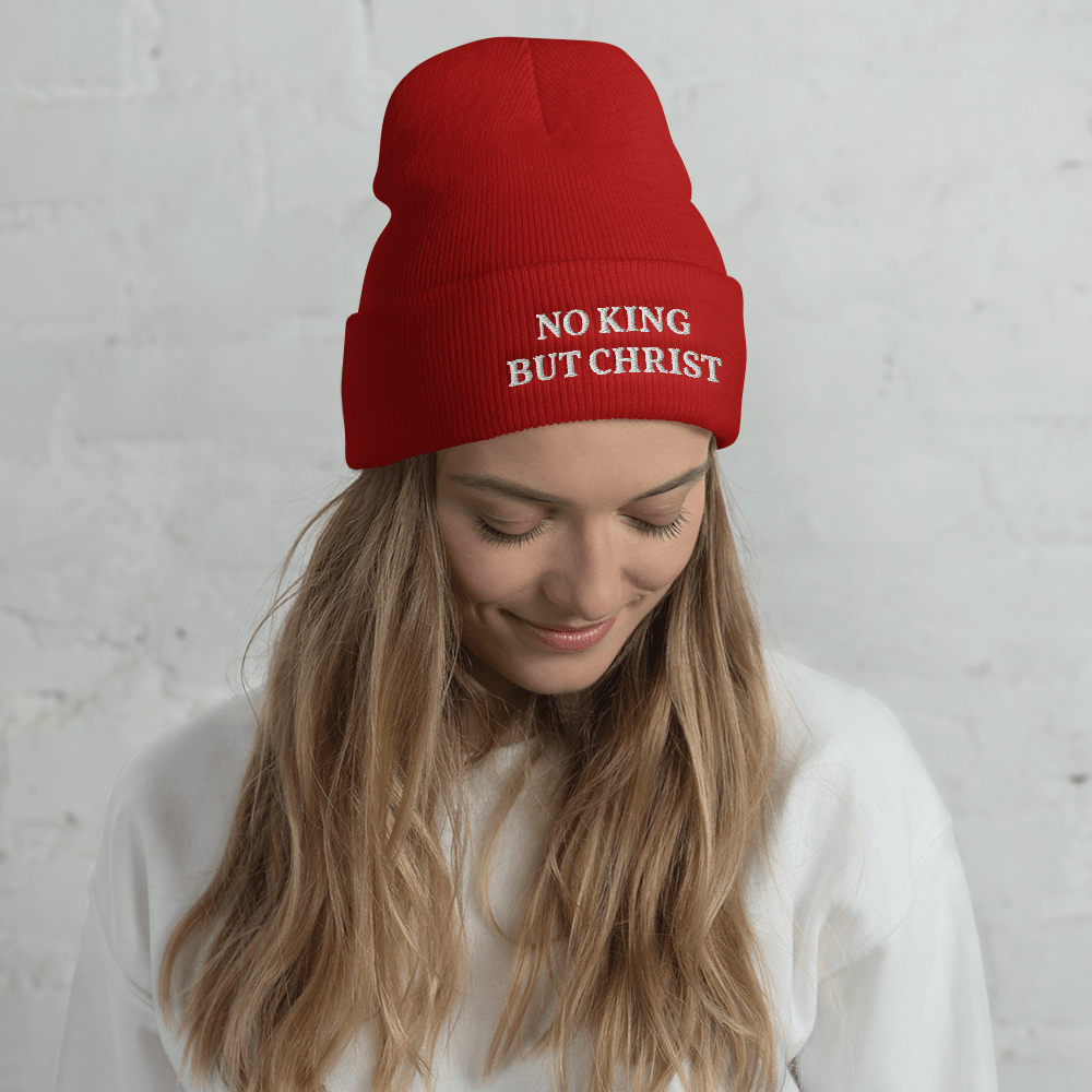 AnarchoChristian - No King But Christ Cuffed Beanie by Proud Libertarian