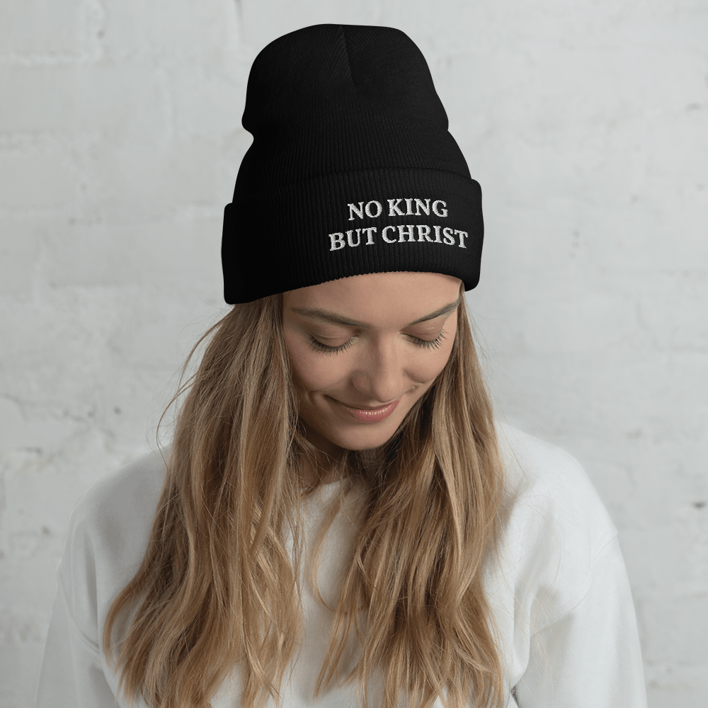 AnarchoChristian - No King But Christ Cuffed Beanie by Proud Libertarian