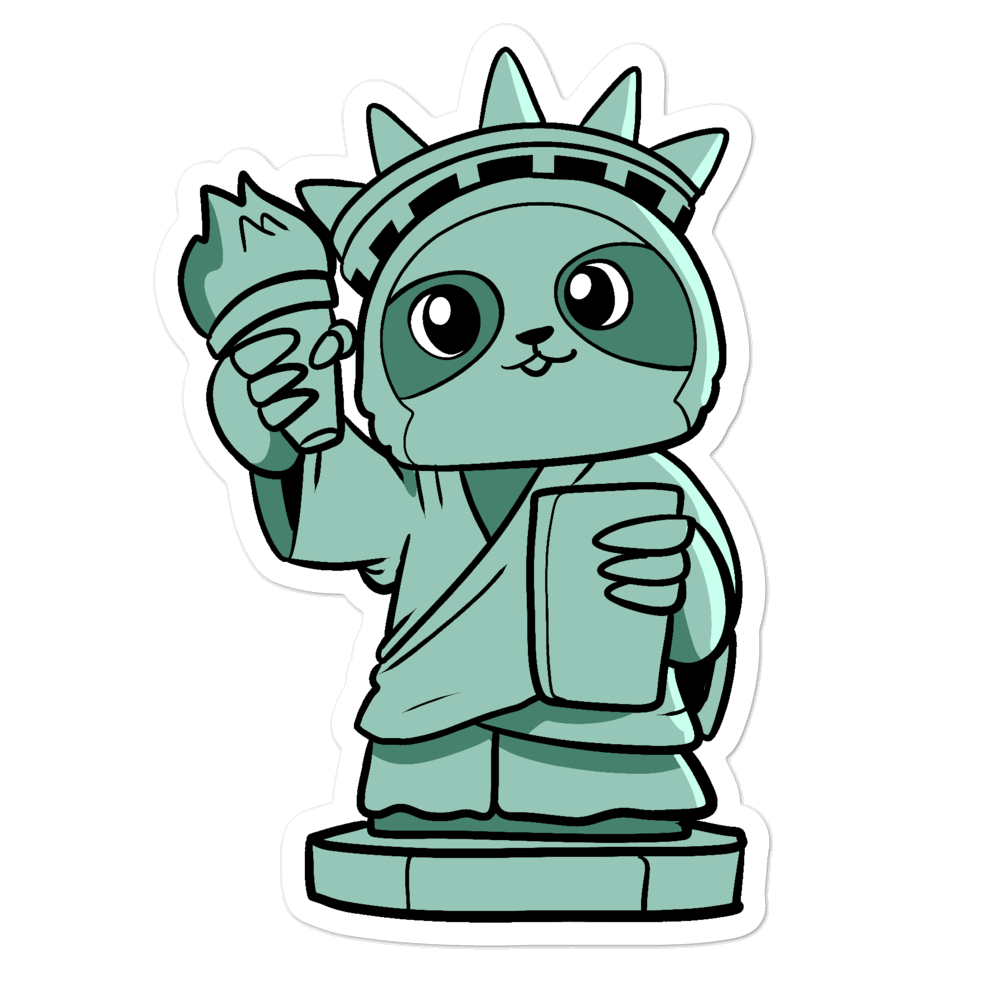 Sloth of Liberty Cartoon - Bubble-free stickers by Proud Libertarian