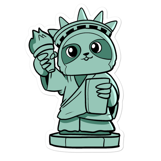 Sloth of Liberty Cartoon - Bubble-free stickers by Proud Libertarian