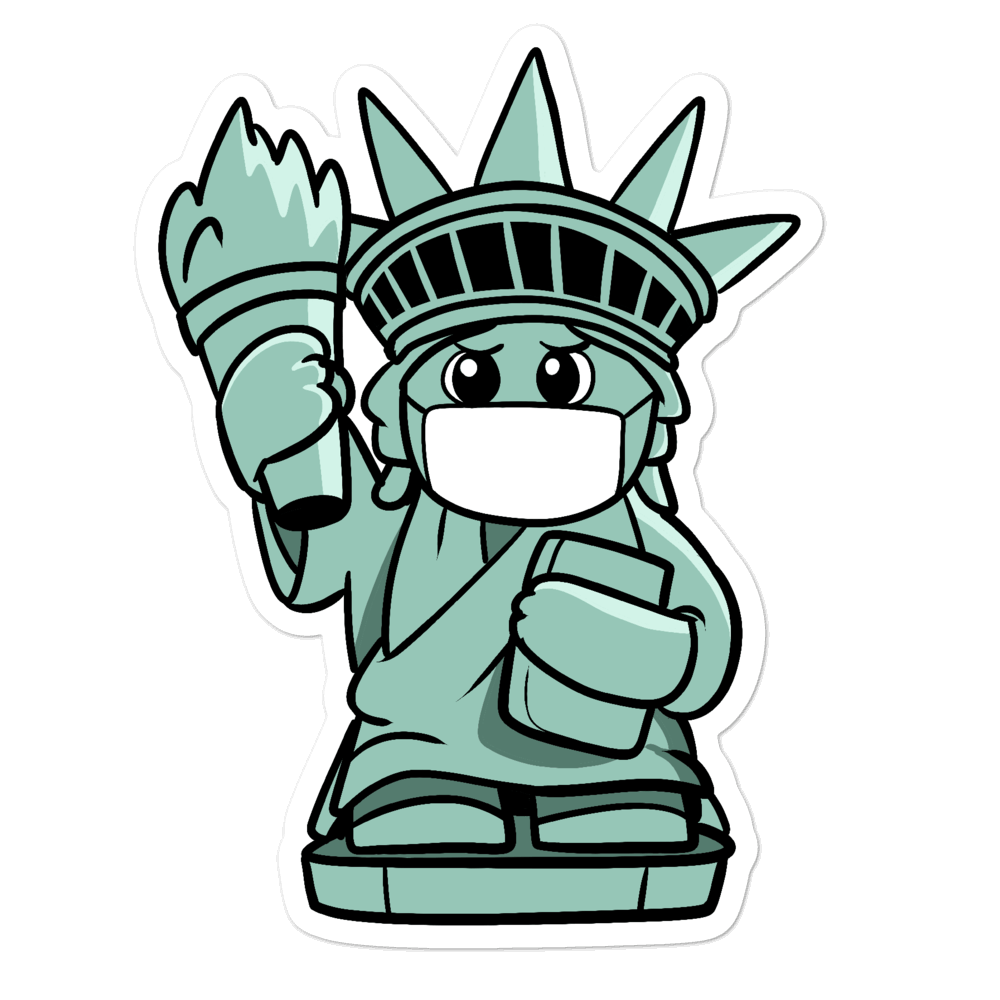 Masked Liberty Cartoon - Bubble-free stickers by Proud Libertarian