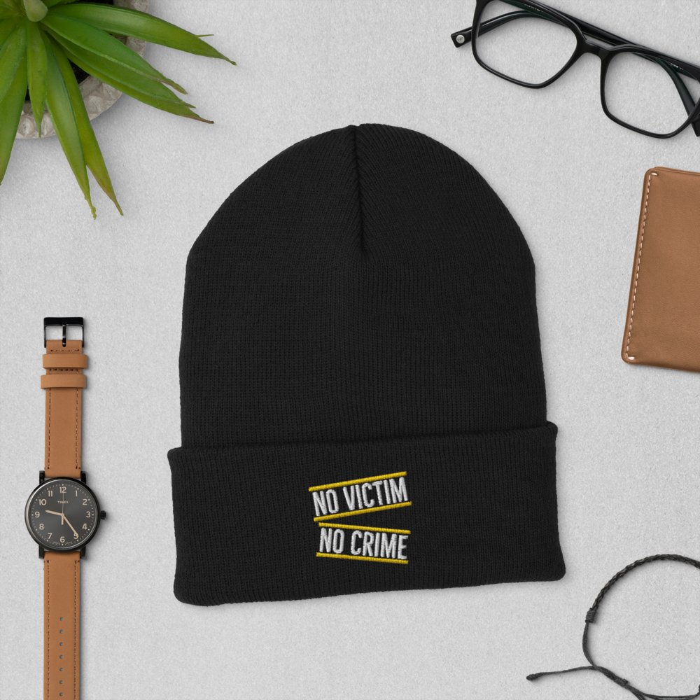 No Victim No Crime Cuffed Beanie by Proud Libertarian