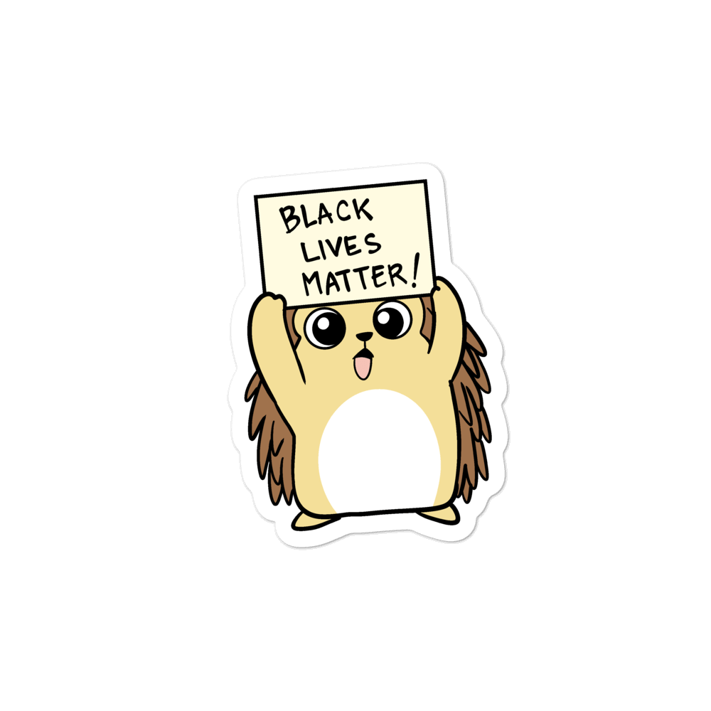 Black Lives Matter Porcupine Cartoon - Bubble-free stickers by Proud Libertarian