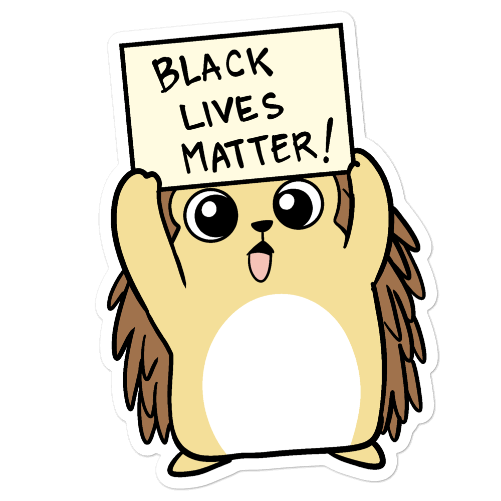 Black Lives Matter Porcupine Cartoon - Bubble-free stickers by Proud Libertarian