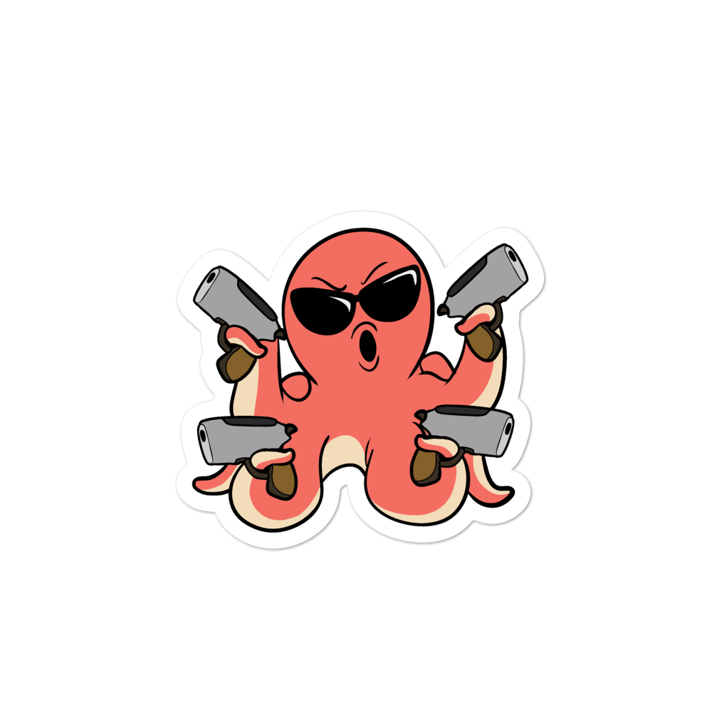 Second Amendment Octopus Cartoon - Bubble-free stickers by Proud Libertarian