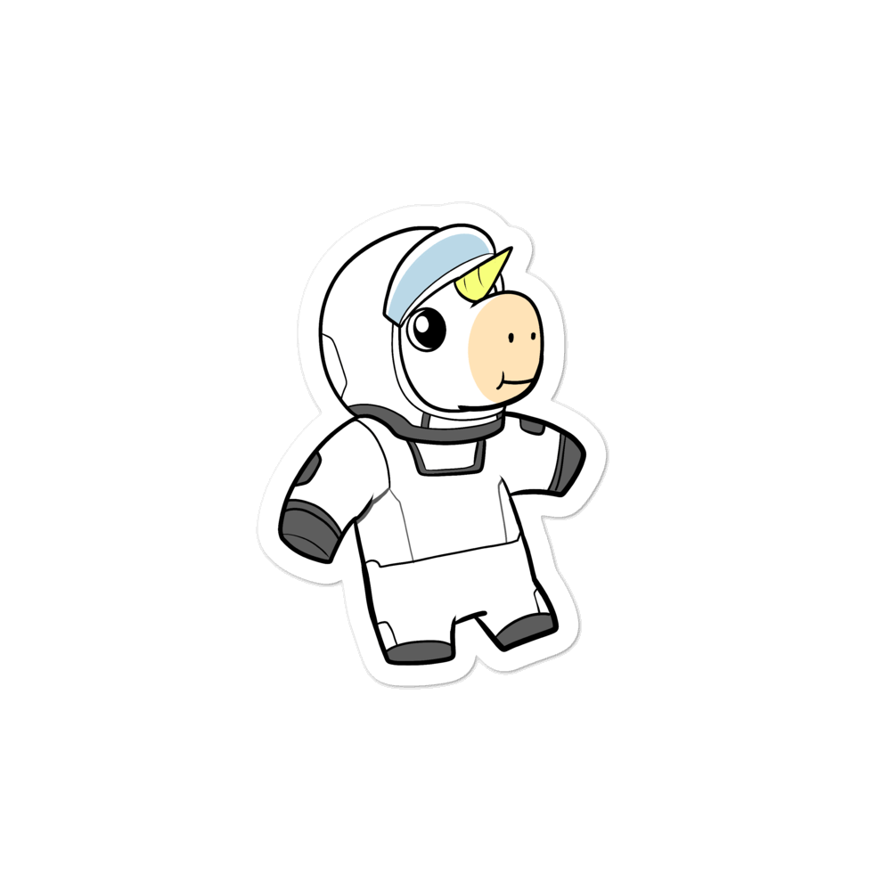 Space Unicorn Cartoon - Bubble-free stickers by Proud Libertarian