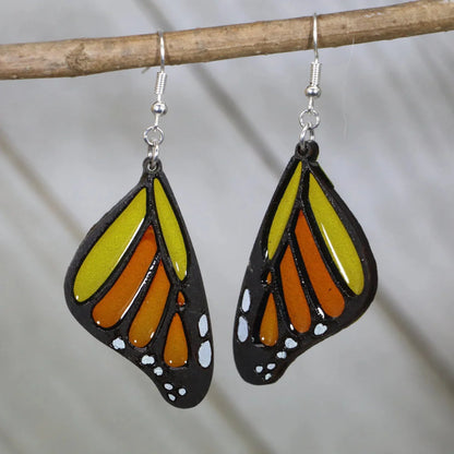 Monarch Butterfly Wings Wood and Resin Earrings by Cate's Concepts, LLC