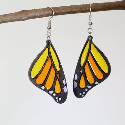 Monarch Butterfly Wings Wood and Resin Earrings by Cate's Concepts, LLC