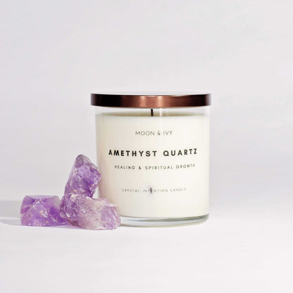 Amethyst Crystal Intention Candle by Moon & Ivy