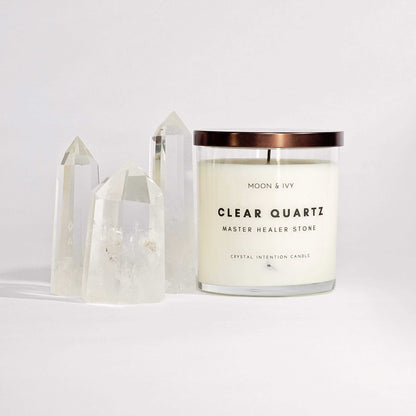 Clear Quartz Crystal Intention Candle by Moon & Ivy