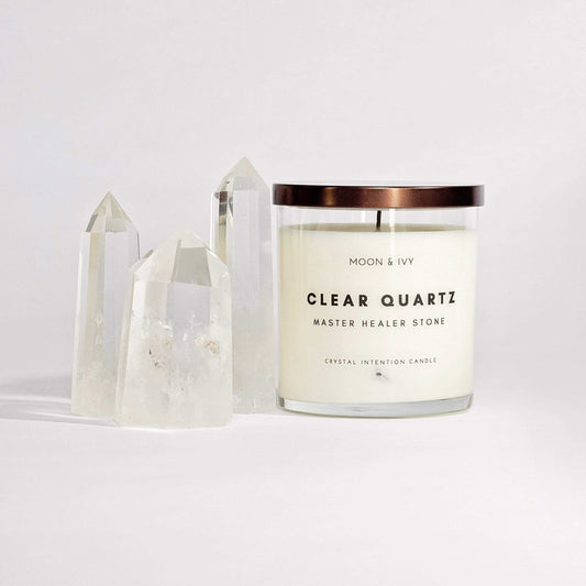 Clear Quartz Crystal Intention Candle by Moon & Ivy