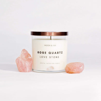 Rose Quartz Crystal Candle by Moon & Ivy