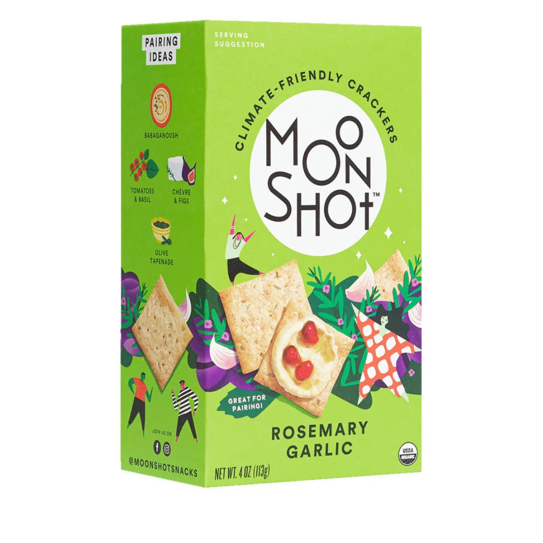 Moonshot Rosemary Garlic Crackers Boxes - 6 boxes x 5.45oz by Farm2Me