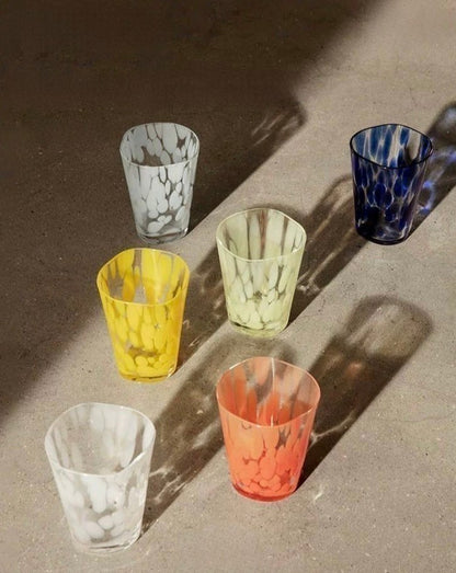 Mouth Blown Colored Monochrome Spot Tumbler Set of 6 ( $16.6 Each ) by INSPECIAL HOME